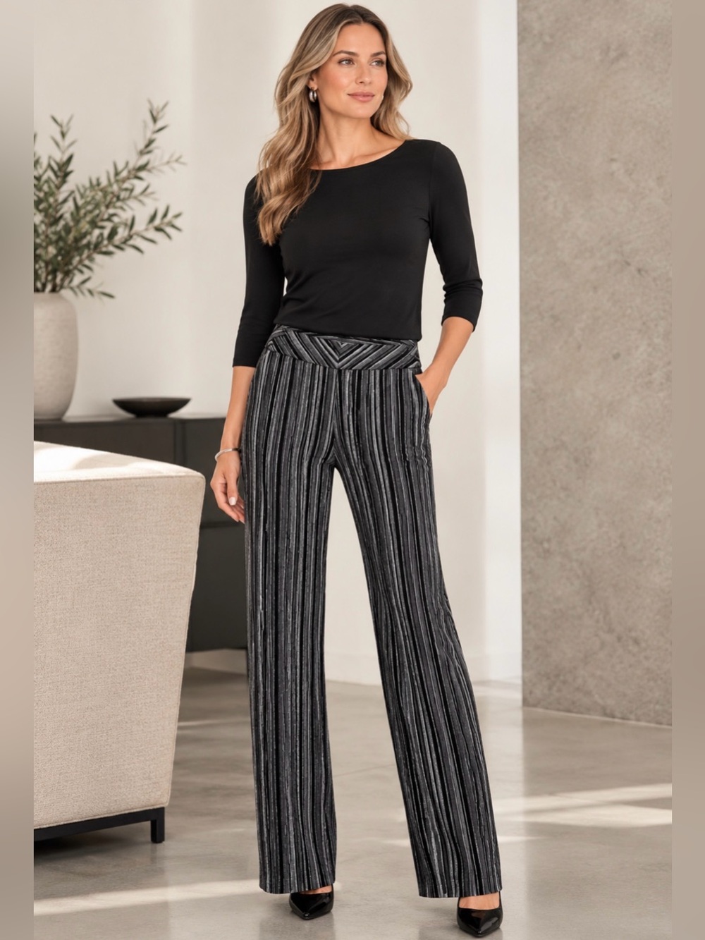 Joseph Ribkoff Trends Striped  Pants Size 12 M 009163